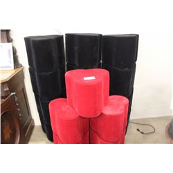 LOT OF 17 RED AND BLACK CASUAL RECEPTION SEATING