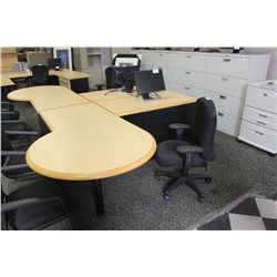 SMED MAPLE P-TOP EXECUTIVE DESK L-SHAPE