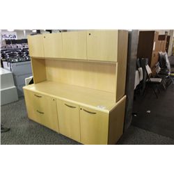 MAPLE CREDENZA WITH HUTCH
