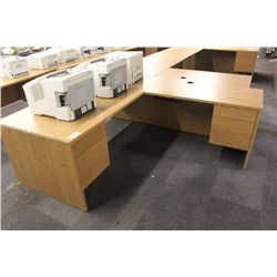 OAK L-SHAPE EXECUTIVE DESK