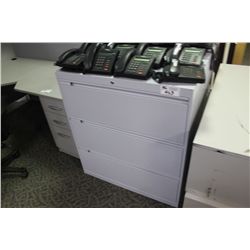 GREY 3 DRAWER LATERAL FILE CABINET