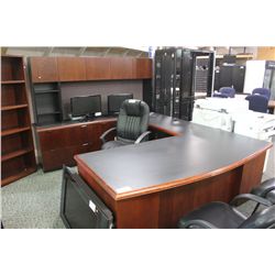 MAHOGANY CUSTOM BOW FRONT U-SHAPE EXECUTIVE DESK