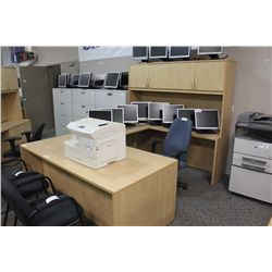 LIGHT MAPLE U-SHAPE EXECUTIVE DESK WITH HUTCH