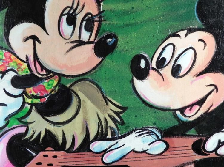 Dick Duerrstein Orig Painting Mickey Minnie Mouse Hula
