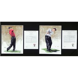 James Byrne Signed Print Tiger Woods and Phil Mickelson