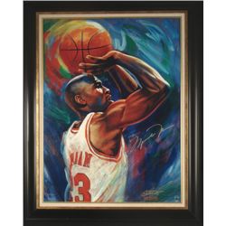 Michael Jordan Signed Art Print Framed -Free Throw