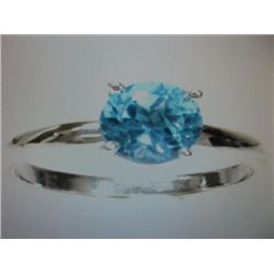 Natural 1.25 ctw Blue Topaz silver ring.