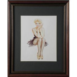 WWII SCANTILY CLAD BLOND PIN-UP GIRL FRAMED PRINT