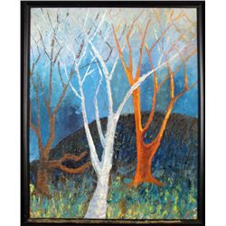 Original Landscape Painting 3 Trees Framed