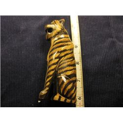Hand Carved Tiger Water Buffalo Horn Scrimshaw Art
