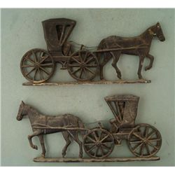 Pair of Cast Iron Horse & Buggy Decorative Displays