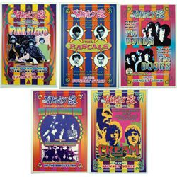 5 Psychedelic Repro Rock Posters Pink Floyd Doors Cream
