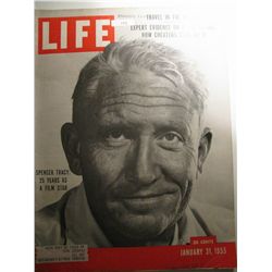 LIFE MAGAZINE JANUARY 31 1955 SPENCER TRACY SKI