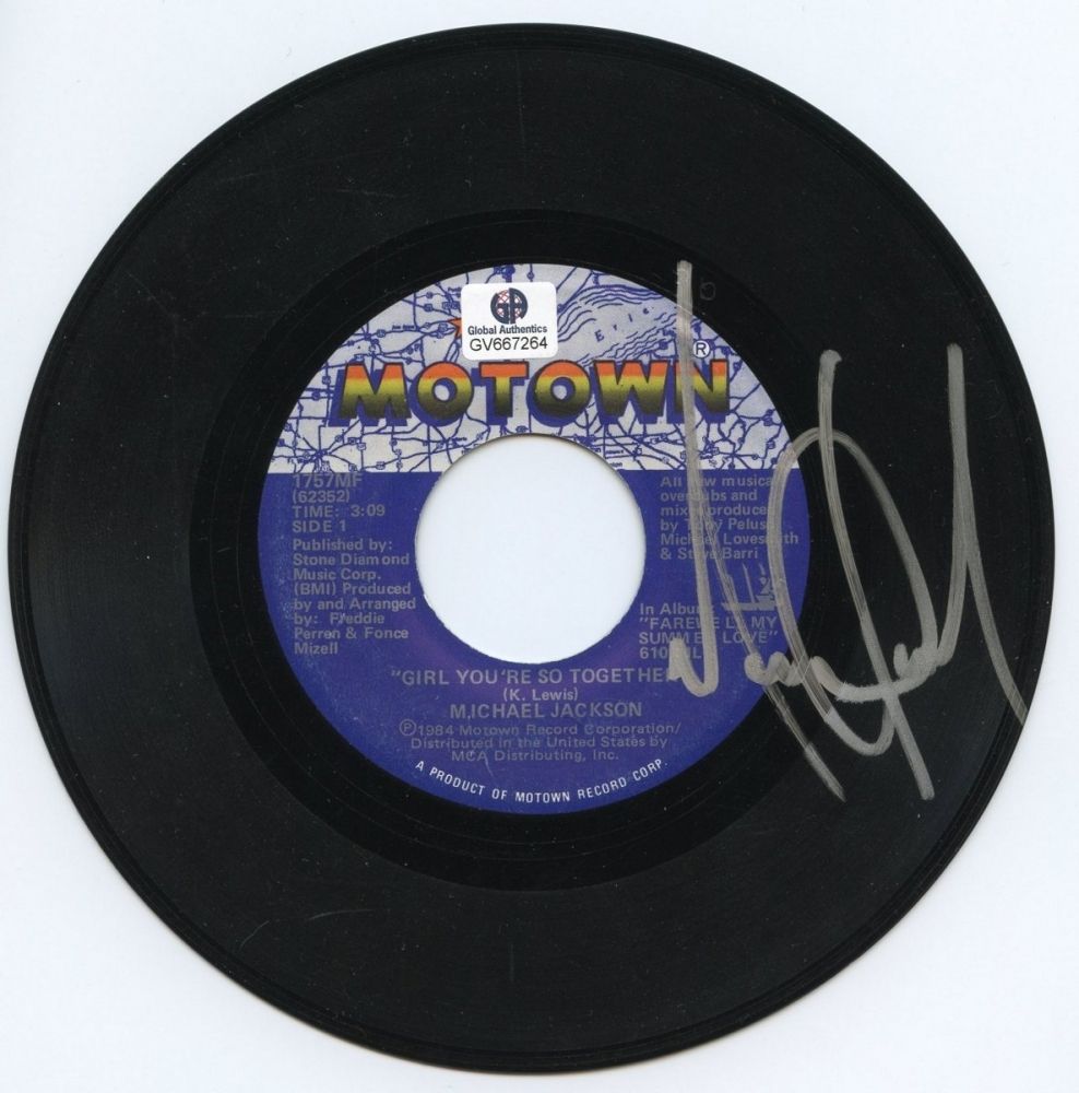 Michael Jackson Signed Motown .45 LP Record "Girl You´re So Together" (GA COA)