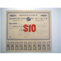 Washington Lodge No.156, F. and A. M, Unissued Stock.