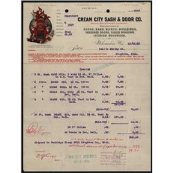 Cream City Sash & Door Co., Invoice.