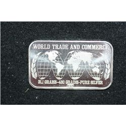 1974 United States Silver Corp. Silver Ingot; World Trade & Commerce; 999+ Fine Silver 1 Oz.
