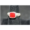 Sterling Silver Ring W/Square Red Gemstone
