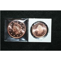 Copper Round; .999 Fine Copper 1/2 Oz. & Copper Round; .999 Fine Copper 1 Oz.; Lot of 2