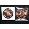 Image 1 : Copper Round; .999 Fine Copper 1 Oz. & Copper Round; .999 Fine Copper 1/2 Oz.; Lot of 2