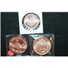 Image 2 : Copper Round; .999 Fine Copper 1 Oz.; Lot of 2 & Copper Round; .999 Fine Copper 1/2 Oz.; Total Lot o