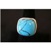 Image 1 : Sterling Silver Ring W/Square Turquoise Colored Gemstone; .925 Silver