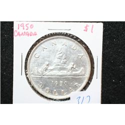 1950 Canada "Canoe" $1 Foreign Coin