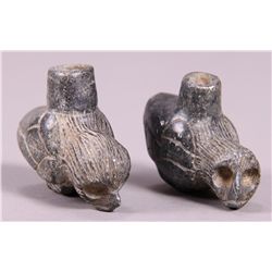 Native American Indian Artifact, Pair of Bird Stone Effigy Pipes …