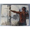 Image 1 : Native American Indian,  Est. 1920's.  Oil Painting with cracking…