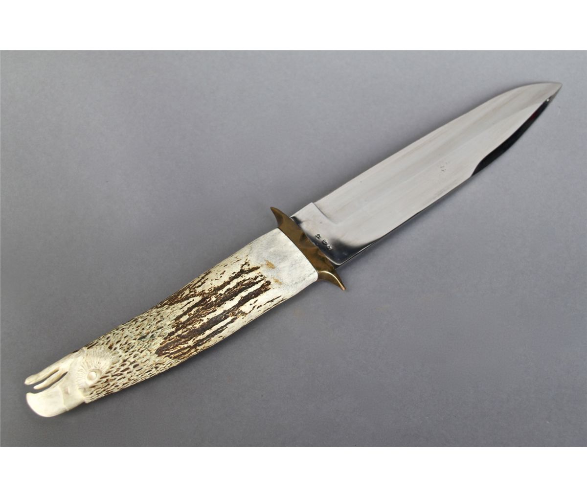 Hand Made Knife, Antler Carved Soaring Eagle Handle
