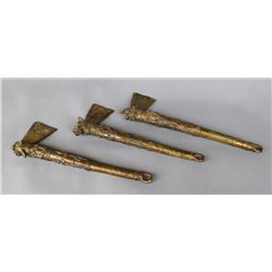 Set of (3) Antique Tribal Ceremonial Bronze Hatchets…