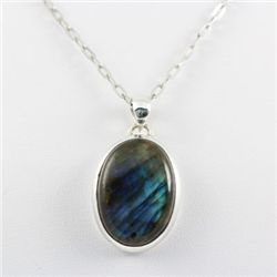 39.ctw Blue Fire Silver Pendant