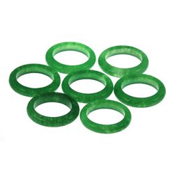 Natural 91ctw Rich Green Jade Rings SZ 8 Lot of 7