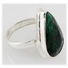 Image 2 : 41.32ct Natural Pear Emerald Sterling Silver Ring