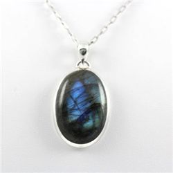 Beautiful Silver Pendant Labradorite Blue Fire Gemstone