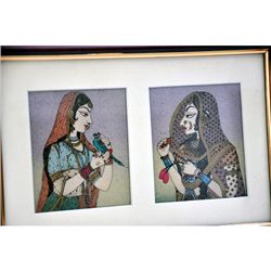 Lady P&BanniThani K RealGemsPainting size 8.5in.x12.5in