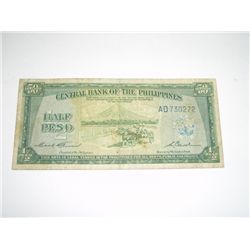 WW2 1949 50 1/2 HALF PESO *PHILIPPINES - VERY RARE NOTE HIGH GRADE - CENTRAL BANK OF THE PHILIPPINES