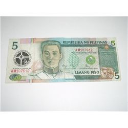 1991 5 LIMANG PISO *PHILIPPINES - REPUBLIKA NG PHILIPINAS*!!