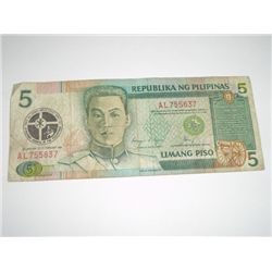 1991 5 LIMANG PISO *PHILIPPINES - REPUBLIKA NG PHILIPINAS*!!