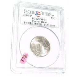 2009-P *PUERTO RICO* Territory Quarter RED BOOK VALUE IS $30.00 *CERTIFIED BY PCGS SATIN FINISH SP67