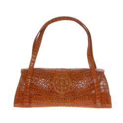 Ladies Brown Crocodile Hide Skin Handbag (ACT-039)