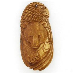 Carved Ox Bone Bear Pendant (JEW-3839)