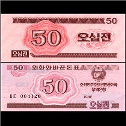 1988 N Korea 50 Chon Note Crisp Unc (CUR-06726)