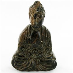 300ct Handcarved Black Jade Buddha Pendant (CLB-1071)