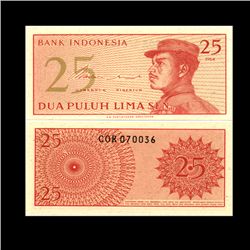 1964 Indonesia 25 Sen Note Crisp Unc (CUR-06759)