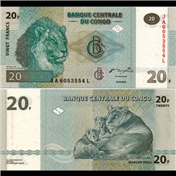 2003 Congo 20 Franc Note Crisp Unc (CUR-07077)