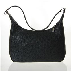 Ladies Black Ostrich Hide Skin Handbag  (ACT-022)