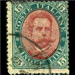 1889 RARE Italy 5L Stamp (STM-1233)