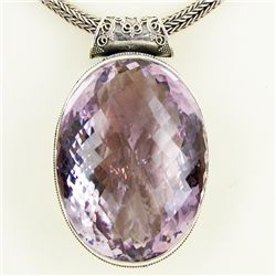 795.00ct Amethyst Sterling Pendant & Choker (JEW-3512)