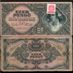 1945 Hungary 1000 Pengo Note Hi Grade Scarce (COI-3939)